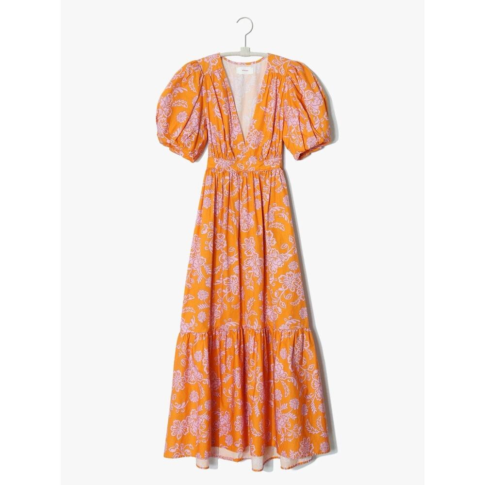 XiRENA Orange Floral Puff-Sleeve Maxi Dress - Picture 3 of 9